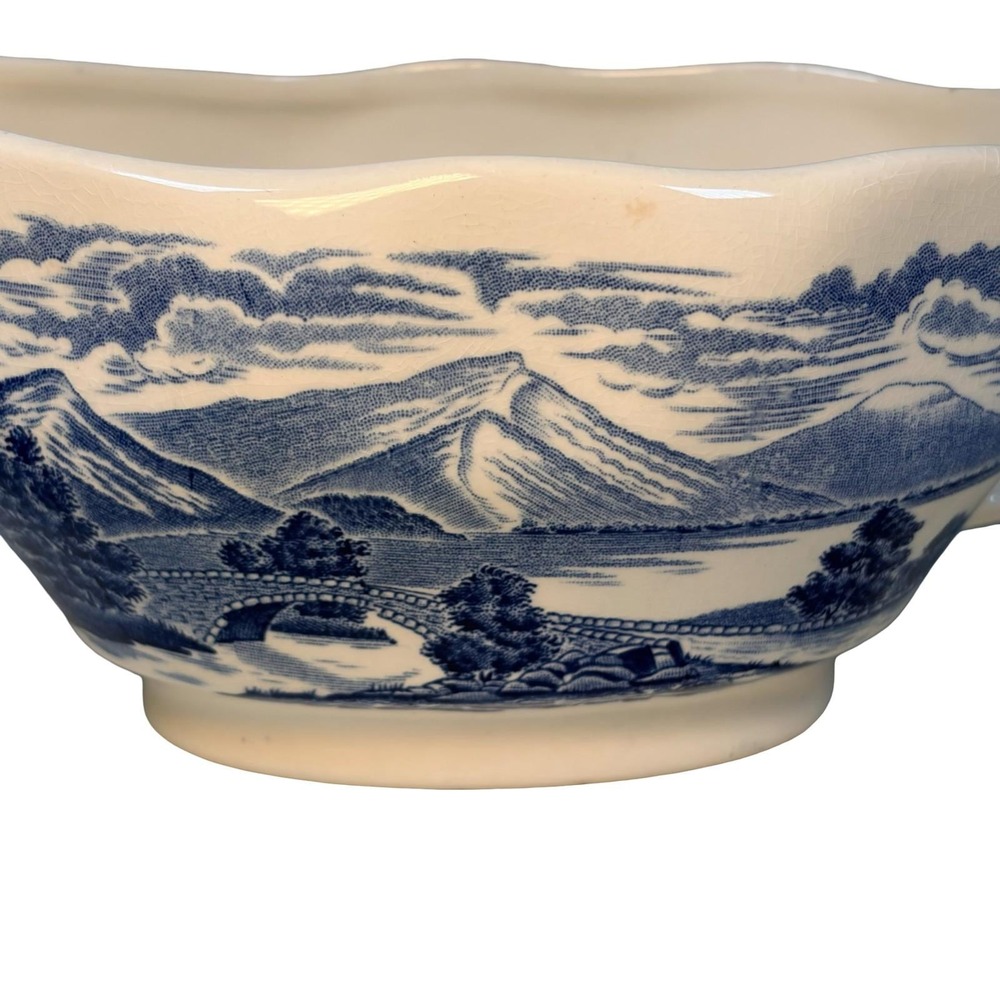 Royal Warwick Loch Maree Gravy Boat Lochs of Scotland Blue White England MCM - Picture 6 of 14